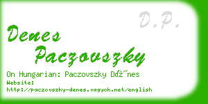 denes paczovszky business card